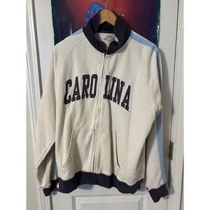 Banner Supply Co Carolina Full Zip Track Jacket Mens XXL Cream Navy Blue Stripe